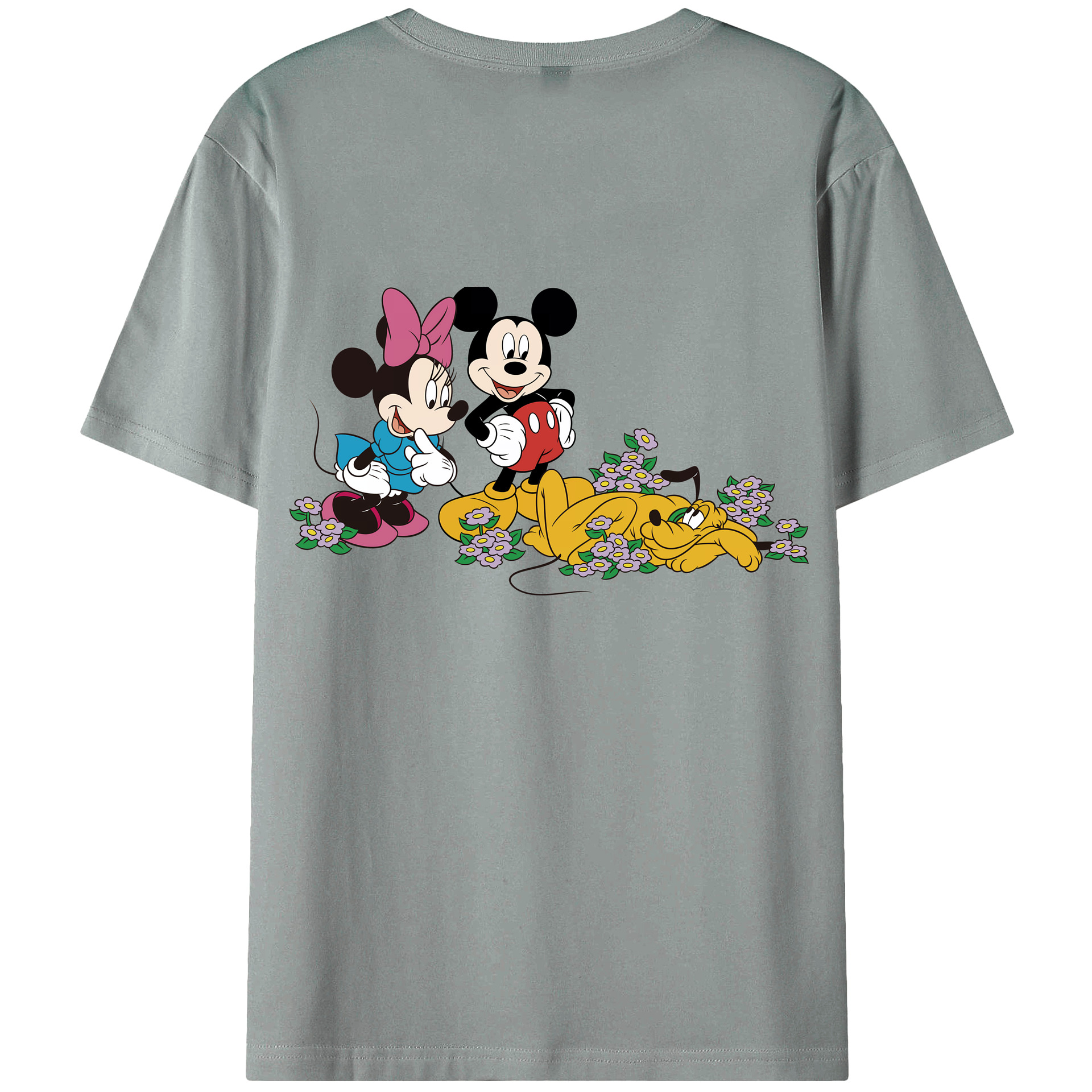 （画像用） ミッキーマウス Mickey Mouse 綿100％ メンズ半袖Tシャツ（バックプリント） 通気性